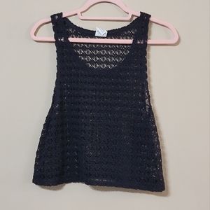 Victoria's Secret PINK Black Knit Crochet Crop Tank Top, Size XS